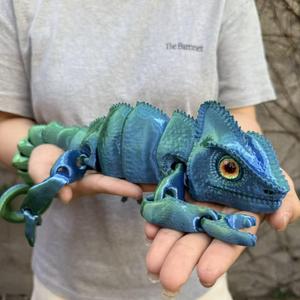 Meistverkaufter 3D-Gedruckter 38,5cm Chamäleon-Drache SDL22 Mehrfarbiger Eidechsen-Modell mit Beweglichen Gelenken Simulations-Spielzeug Kreatives 3D-Ornament - Product Image 4