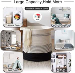 Cesto de ropa sucia decorativo de alta calidad, cesta de almacenamiento tejida para juguetes, papelera, almohadas para sala de estar - Product Image 6