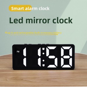 ساعة منبه رقمية جديدة من الكوارتز البلاستيكي مع مرآة للطلاب، متعددة الوظائف وصامتة مع إضاءة ليلية LED ومؤقت، هدية إبداعية - Product Image 4