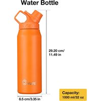 Bouteille d'eau sport CVLIFE Orange 32 oz à débit rapide, isolée sous vide en acier inoxydable, avec bouchon incliné, maintient au froid 24h/24 et au chaud 12h/24