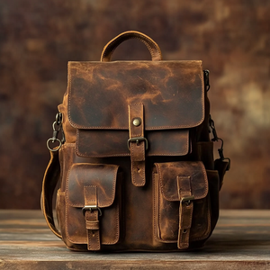 Forniture di fabbrica da uomo in vera pelle retrò zaino in pelle di cavallo pazzo zaino in pelle di vacchetta per Laptop borsa da viaggio per il tempo libero di grande capacità - Product Image 4