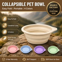 Bol pliable pour animaux de compagnie en silicone, pliable, pour chien et chat, avec clip mousqueton, pour les voyages en plein air, le camping