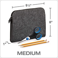 Tailles personnalisées d'usine Sac de pochette à fermeture éclair en feutre gris anthracite pour les fournitures de bureau scolaires et le stockage quotidien des essentiels