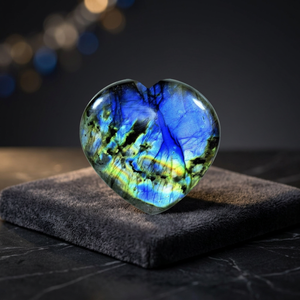 Prix d'usine en gros, haute qualité, certifié IGI, pierre précieuse naturelle labradorite cœur 12 mm, vert fin, diamant noir arc-en-ciel - Product Image 4