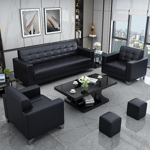 Set di Divani <span class=keywords><strong>da</strong></span> Ufficio Moderni e Minimalisti, Piccolo Divano a Tre Posti per Reception Aziendale con <span class=keywords><strong>Tavolino</strong></span> per Area Lounge Ospiti - Product Image 1