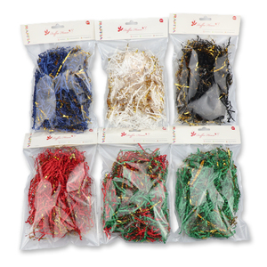 Noël bricolage brillant or raphia papier lambeaux <span class=keywords><strong>noir</strong></span> froissé coupe papier déchiqueté remplissage pour boîte de remplissage décorations colorées - Product Image 1