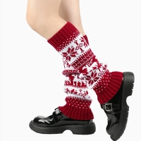 Vente en gros de jambières pour femmes motif renne automne hiver dame longueur genou Leggings chaud femme doux tricoté botte chaussettes
