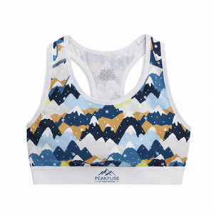 Soutien-gorge de sport à dos nageur à imprimé artistique Montagne enneigée - Soutien premium à séchage rapide pour les amateurs de yoga, de gym et d'aventure - Product Image 3
