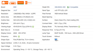 14.0inch Bảng điều chỉnh HB140WX1-300 b140wx03v.0 LP140WH2-TLA1 LVDS/40pin 1366*768 60Hz LCD HD máy tính xách tay màn hình hiển thị Màn hình Slim New A + - Product Image 5
