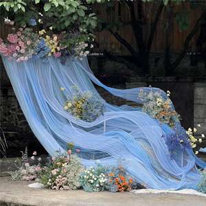 Toile de fond géante LANJO en organza avec motifs floraux 3D, écologique, taille personnalisable, pour décoration de mariage romantique et vitrine - Product Image 2