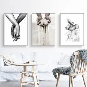 Amazon vendita calda Nordic Nero Bianco Spalla Bacio A Mano Della Parete di Arte della Tela di Canapa Poster per Living Room Decor