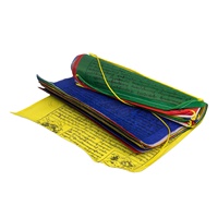 Mini Drapeaux de Prière Tibétains Cheval du Vent - Drapeaux Bouddhistes Tibétains Faits Main en Coton avec Poignée en Corde, Impression Multicolore pour