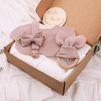 Ensemble Cadeau Personnalisé pour Baby Shower, Couverture Jalon, Chaîne Sucette, Anneau de Dentition, Bandeau Cheveux, Tout en Mousseline Douce pour Bébé