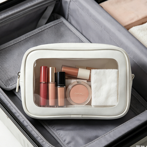 White PU Leather Women Makeup Bag PU Waterproof Cosmetic Bag Printed Loo Durable <b>Toiletry</b> Bag for Daily use - Product Image 3