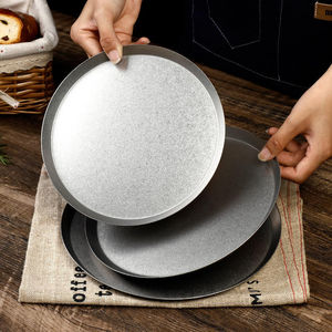 Assiette Plate Vintage en Acier Inoxydable, Plateau Rétro de Luxe Léger pour Plats Occidentaux, Desserts et Steaks, Angle Droit - Product Image 2