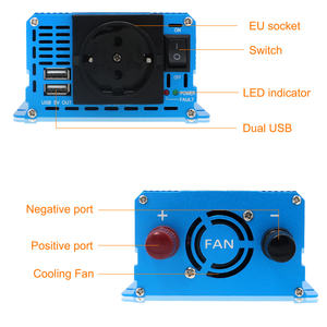 Onduleur de voiture à onde sinusoïdale Pure <span class=keywords><strong>1000W</strong></span>, <span class=keywords><strong>convertisseur</strong></span> de signal électrique de <span class=keywords><strong>camping</strong></span>, double sortie USB, 12V/24V DC à AC 220V/230V, 2kva - Product Image 4