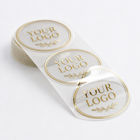 Stiker Vinyl Custom Die Cut PVC/PET/PP Transparan dengan Foil Emas Tahan Air untuk Pembungkus Kado Dekorasi Buket Bunga