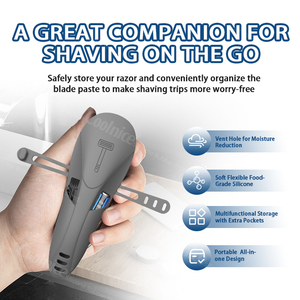 Nouvelle conception, étui de rangement portable en silicone pour rasoir de voyage, cadeau pour homme, accessoire de voyage essentiel, housse de protection pour rasoir de sécurité - Product Image 5