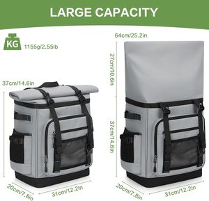 Sac à dos isotherme imperméable <span class=keywords><strong>et</strong></span> anti-fuite en nylon double couche de 40 L pour les voyages, la plage, le camping <span class=keywords><strong>et</strong></span> les pique-niques - Product Image 2