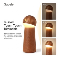 Veilleuse LED Intelligente Moderne en Bois Massif à Commande Vocale IA, 3 Niveaux de Luminosité Tactile, pour la Maison, Cadeau d'Anniversaire pour les Amateurs de Technologie