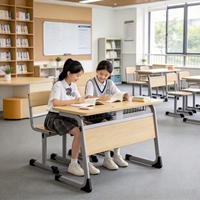 Meubles de classe pour deux élèves avec un design moderne, pupitre et chaises d'école pour enfants