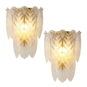 Luxury Indoor Vanity Sconces Lighting Leaf Shape Corridor lamp Home Design LED K9 Crystal Modern Bathroom Wall Lamp