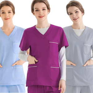 Custom V Neck Sleeveless Scrubs <b>Vest</b> Side Slits Scrubs Leggings Nursing Medical Scrubs Uniforms Sets Vendor for Women - Product Image 1