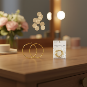 Orecchini a Cerchio Ilan 25mm Colore Oro 6 Pezzi - Product Image 1