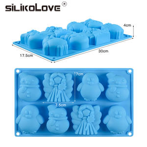 Moules à gâteau en silicone SILIKOLOVE Factory, 8 cavités, forme de bonhomme de neige et de hibou, LFGB, platine, antiadhésif, sans BPA, pour la décoration de gâteaux au mousse - Product Image 2