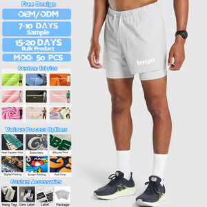 Pantalones Cortos Deportivos para Hombre, 2 en 1, con Forro, Transpirables, para Verano, Gimnasio, Entrenamiento, con Bolsillo Oculto y Logotipo Personalizado - Product Image 1