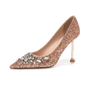Escarpins de mariée à talon aiguille ornés de strass, bout pointu, super hauts (8 cm et plus), pour mariage et soirée - Product Image 5