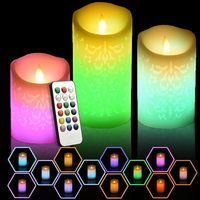 Bougie électronique à LED RGB avec flamme vacillante en cire véritable alimentée par batterie avec télécommande pour la décoration de Noël