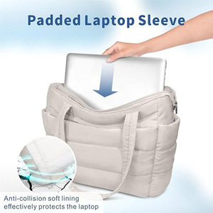 Borsa Tote Trapuntata Leggera da Donna, Borsa <span class=keywords><strong>a</strong></span> Spalla Imbottita per Lavoro, Viaggi e Palestra - Product Image 3