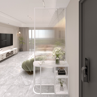 Light Luxury Modern Glass Partition Cabinet with Screen Wall and Front Door Shelf for Entryway/Living Room
