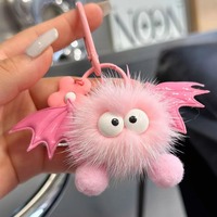 Sac à dos Halloween Petit Diable, pendentif en fausse fourrure de vison, chauve-souris, peluche douce et légère, porte-clés, ornement, accessoire