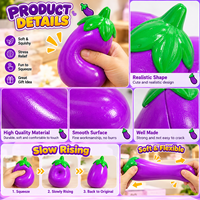 Jouet Squishy Aubergine Doux à Remontée Lente Anti-Stress Jouet Sensoriel à Presser pour Enfants et Adultes Cadeaux