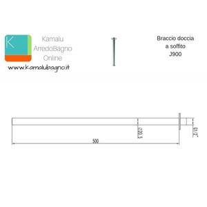 Kamalu Bras de douche de plafond chromé KAM-ARTE de 50cm Accessoire de salle de douche haut de gamme - Product Image 2