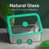 Boîte à lunch en acier inoxydable 18/8 avec couvercle en verre, adaptée aux étudiants et au bureau, résistante au four, ensemble de boîtes bento portables