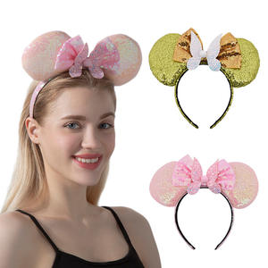 غطاء للرأس للفتيات اللطيفة على شكل أذن ميكي الكرتونية دعائم التصوير حبل شعر للحفلات محشو بترتر أذن فأر متألقة عصابة رأس على شكل أذن فأر - Product Image 1