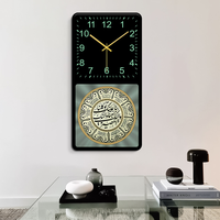 Jam dinding kristal Islami untuk dekorasi rumah desain tradisional fitur diam kalender gaya lukisan terbaru untuk Muslim