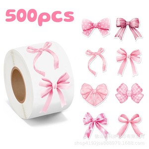 Pegatinas de Lazo Rosa de 2.5cm, 500 Unidades/Rollo, Etiquetas Redondas Autoadhesivas de Papel Cobre para Sellado de Cajas de Regalo y Decoración - Product Image 5