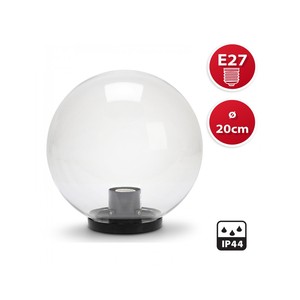 Lámpara Esférica para Exteriores Velamp de 200 mm con Casquillo E27, PMMA Transparente, IP44, Montaje Empotrado, Lámpara de Jardín - Product Image 2