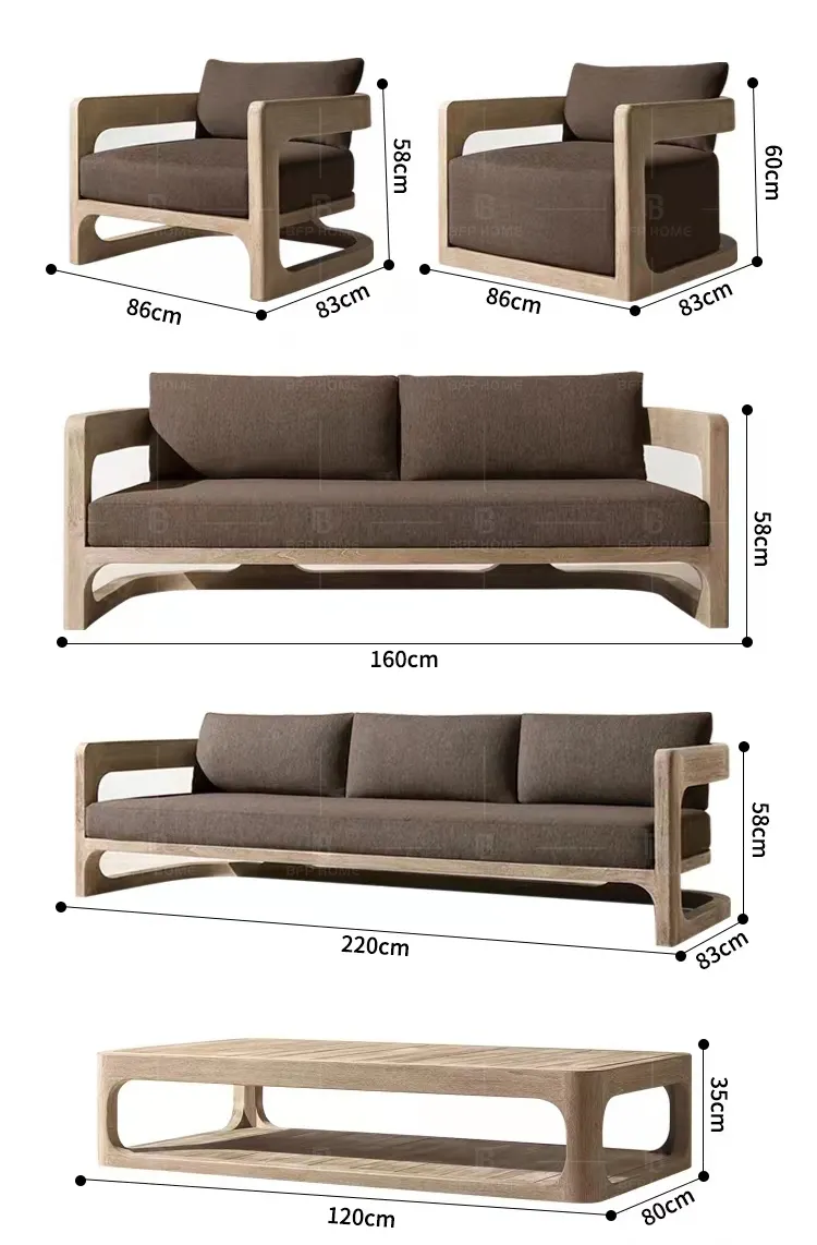 BFP HOME meubles de jardin et de patio ensemble de canapés d'extérieur canapé en bois de teck mobilier d'extérieur en teck