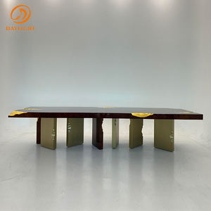 Juego de Comedor de Lujo Empire de Boca Do Lobo, 8 Sillas de Acero Inoxidable Dorado, Madera Maciza, Diseño Moderno para Hogar, Hoteles y Bares - Product Image 1