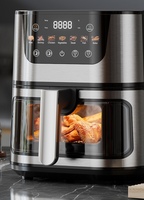 Friteuse à air 8L multifonctionnelle pour la maison, machine à frites panoramique en acier inoxydable, friteuse électrique intelligente avec protection contre les coupures de courant