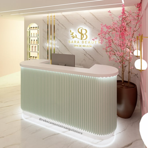 Durable Modern Design Counter Reception Desk <strong>Pink</strong> Painted Wood Front Desk for <strong>Beauty</strong> <strong>Salon</strong> - Product Image 2