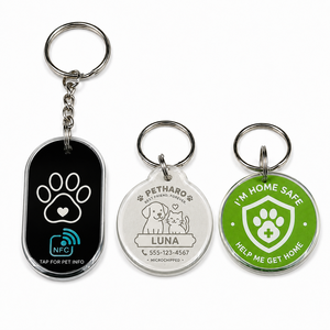 Vente en gros d'étiquettes NFC pour animaux de compagnie personnalisées en époxy, étiquettes NFC pour animaux de compagnie inscriptibles, logo personnalisé, étiquette NFC imperméable pour chiens - Product Image 1