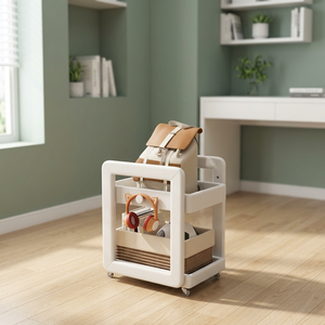 White Rolling <b>Storage</b> <b>Cart</b> Utility Organizer Mobile Shelf Rack for Bedroom Dorm Study Room - Product Image 3