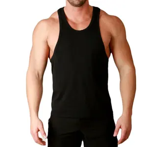 健身Camisetas sin Mangas 95% 棉5% 氨纶男子T-BACK美感健身房训练单线重量纵梁坦克健美