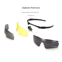 Lunettes de sport PC prêtes à l'emploi, lunettes tactiques d'extérieur, anti-impact, protection UV, verres polarisés remplaçables, ensemble de 3 pièces